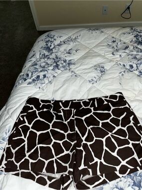 Michael Kors Brown and White Giraffe Print Shorts